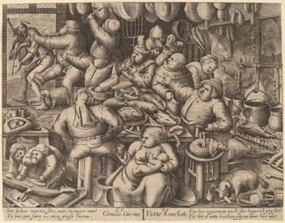 La cucina grassa da Hans Liefrinck I, after Pieter van der Heyden, after Pieter Bruegel the Elder