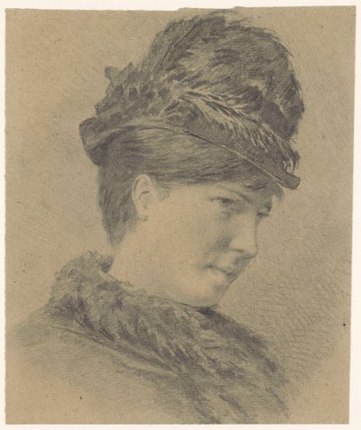 Ritratto di una giovane donna con cappello con piume da Hans Makart (possibly)