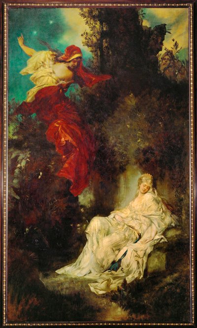 Biancaneve riceve il pettine avvelenato... (dipinto su tela) da Hans Makart