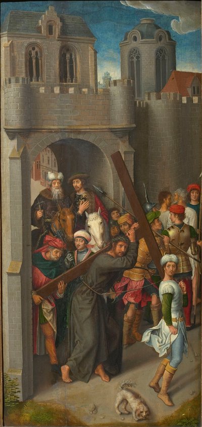 Trittico del Calvario: Cristo che porta la croce, ala sinistra, 1480 da Hans Memling