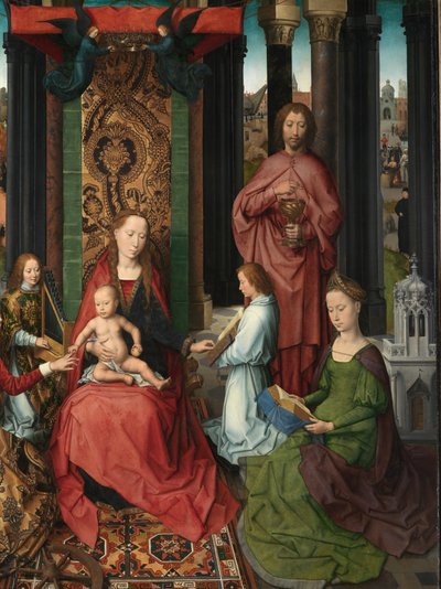 (dettaglio) del pannello centrale del Trittico di San Giovanni Battista e San Giovanni Evangelista da Hans Memling