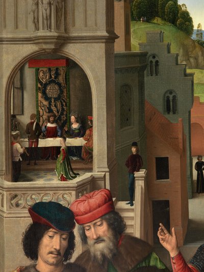 (dettaglio) del pannello sinistro del Trittico di San Giovanni Battista e San Giovanni Evangelista da Hans Memling