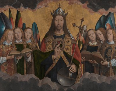 Dio Padre con gli angeli che cantano da Hans Memling