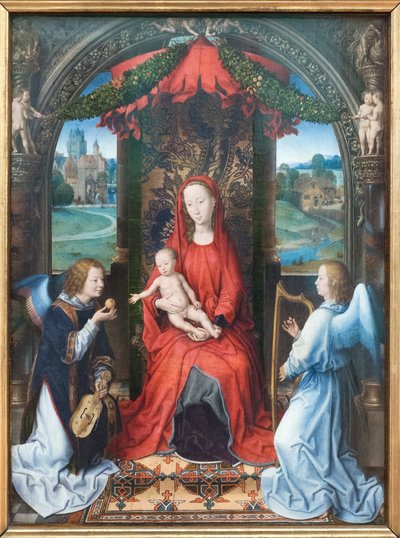 Madonna col Bambino in trono con angeli da Hans Memling