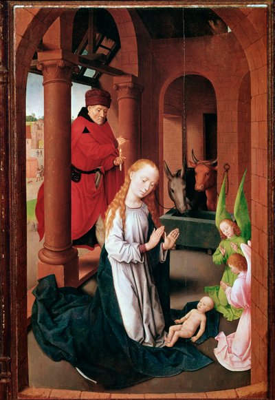 Trittico del Prado (o Adorazione dei Magi): Natività (pannello sinistro) da Hans Memling