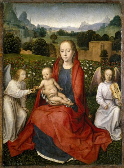 Vergine e bambino e due angeli, 1480-1490 da Hans Memling