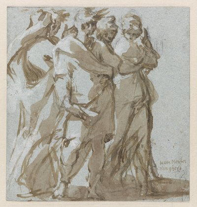 Cinque figure in piedi da Hans Mont (signed by artist)