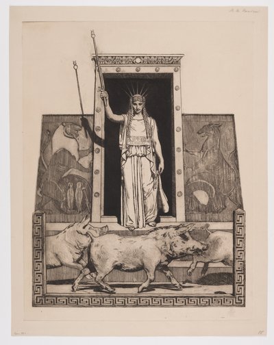 Circe trasforma gli uomini di Ulisse in maiali da Hans Nikolaj Hansen