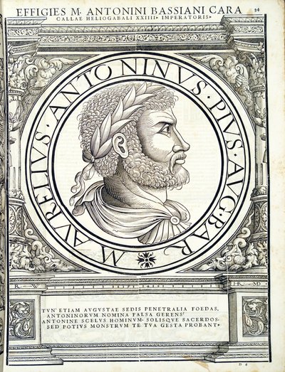Eliogabalo, illustrazione da Imperatorum romanorum omnium orientalium et occidentalium verissimae imagines ex antiquis numismatis, xilografia di Rudolph Wyssenbach, stampata da Andreas Gesner, Zurigo da Hans Rudolf Manuel Deutsch