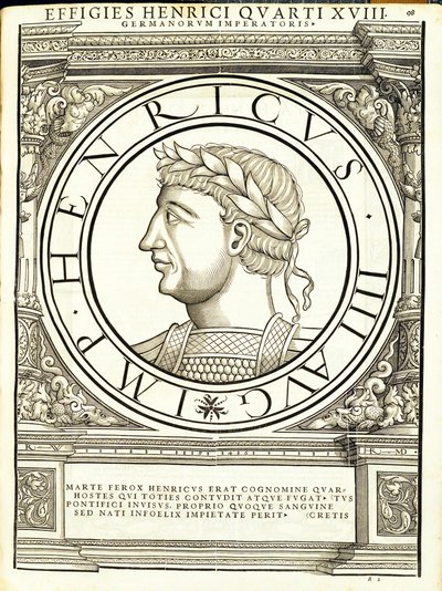 Enrico IV, illustrazione da Imperatorum romanorum omnium orientalium et occidentalium verissimae imagines ex antiquis numismatis, xilografia di Rudolph Wyssenbach, stampata da Andreas Gesner, Zurigo da Hans Rudolf Manuel Deutsch