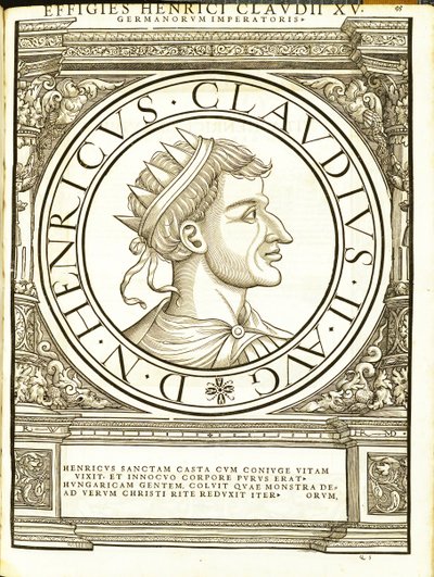 Enrico II il Chierico, illustrazione da Imperatorum romanorum omnium orientalium et occidentalium verissimae imagines ex antiquis numismatis, xilografia di Rudolph Wyssenbach, stampata da Andreas Gesner, Zurigo da Hans Rudolf Manuel Deutsch
