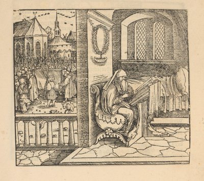 Donna che prega e corteo funebre da Hans Schäufelein (possibly)