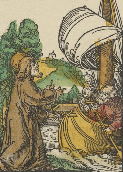 Cristo Calma la Tempesta sul Lago di Tiberiade, da Das Plenarium da Hans Schäufelein the Elder