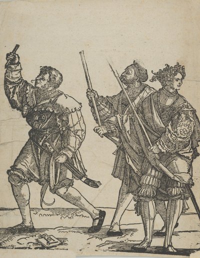 Maestro di cerimonie e portatore di torcia, da I ballerini di nozze da Hans Schäufelein the Elder