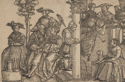 Musicisti e spettatori da Hans Schäufelein the Elder