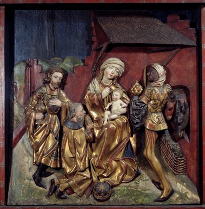 Adorazione dei Magi. Rilievo su legno dorato policromo di Hans Schuechlin (1440-1505) da Hans Schüchlin