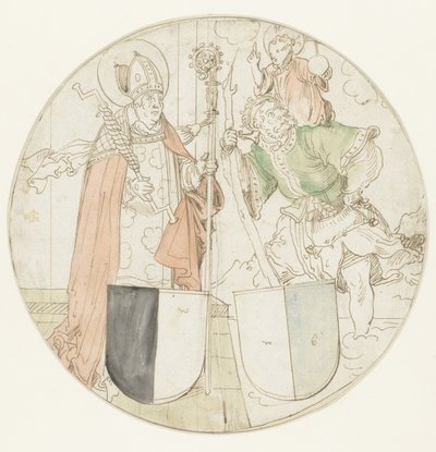 Santi Cristoforo ed Erasmo, ciascuno con uno stemma da Hans Sebald Beham (possibly)
