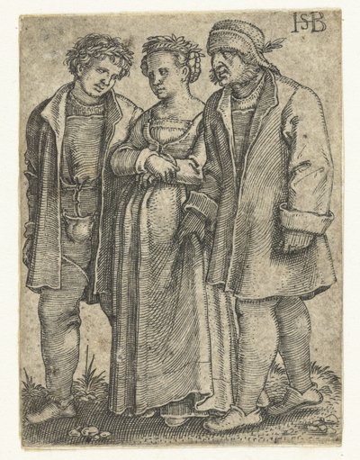 Coppia di sposi e padre della sposa da Hans Sebald Beham