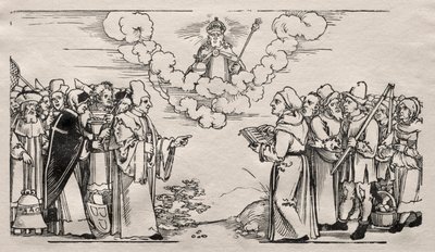 Disputa tra Lutero e un teologo cattolico da Hans Sebald Beham