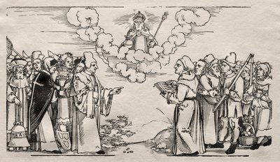 Disputa tra Lutero e un Teologo Cattolico da Hans Sebald Beham