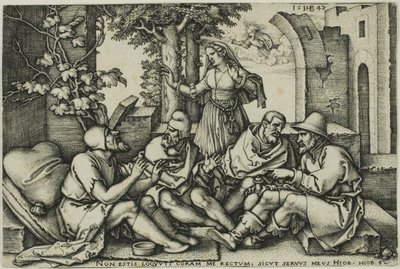Giobbe che conversa con i suoi amici da Hans Sebald Beham