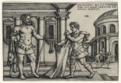 Lichas porta la veste di Nesso a Ercole, 1540s (incisione su carta vergata) da Hans Sebald Beham