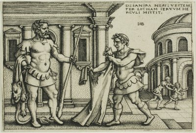 Lichas porta la veste di Nesso a Ercole, da Le fatiche di Ercole da Hans Sebald Beham