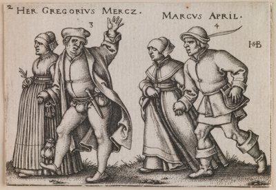 "Marzo e aprile" dalla serie "La festa dei contadini o i dodici mesi". da Hans Sebald Beham