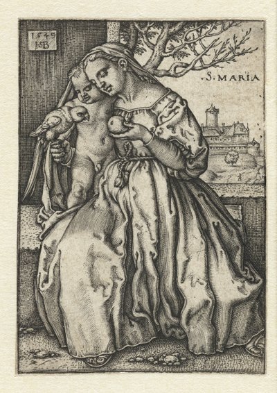 Maria con bambino, pappagallo e pera da Hans Sebald Beham