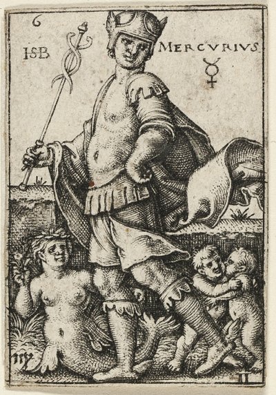 Mercurio, sesta tavola da I sette pianeti con gli zodiaci da Hans Sebald Beham