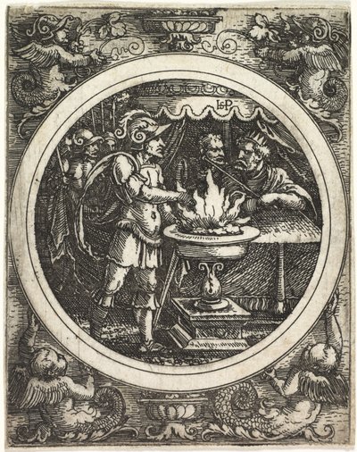Muzio Scevola che tiene la mano nel fuoco da Hans Sebald Beham