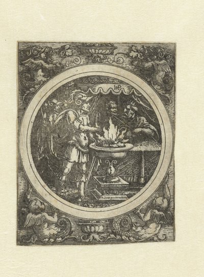 Muzio Scevola con la mano destra nel fuoco da Hans Sebald Beham