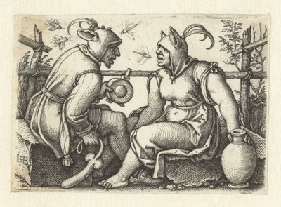 Giullare con fallo e giullare femminile da Hans Sebald Beham