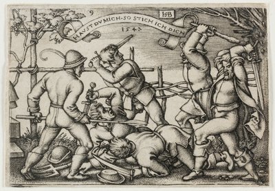 La rissa dei contadini, tavola 9 da La festa dei contadini o i dodici mesi da Hans Sebald Beham