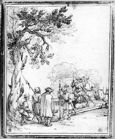 Contadini e soldati che commerciano da Hans Sebald Beham