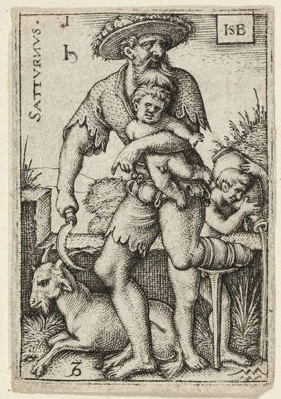 Saturno, tavola uno da I sette pianeti con gli zodiaci da Hans Sebald Beham