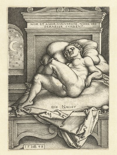 Donna nuda dormiente come la Notte (Die Nacht) da Hans Sebald Beham