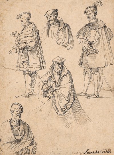 Foglio di studi con figure da Hans Sebald Beham