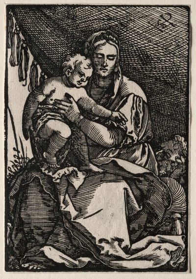 La Sacra Famiglia sotto una tenda da Hans Sebald Beham