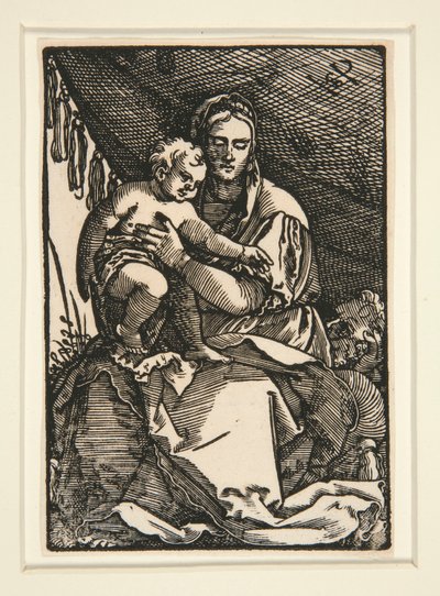 La Sacra Famiglia sotto il baldacchino da Hans Sebald Beham