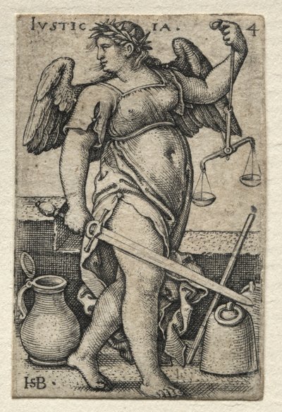 La conoscenza di Dio e le sette virtù cardinali: Giustizia - Justicia da Hans Sebald Beham
