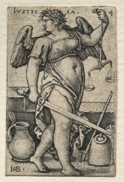 La conoscenza di Dio e le sette virtù cardinali: Giustizia da Hans Sebald Beham