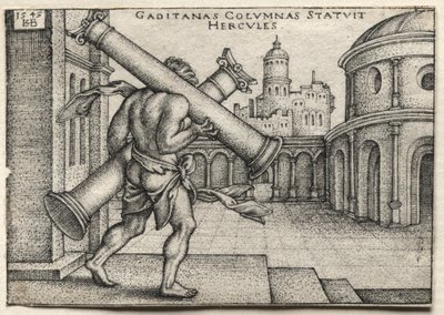 Le fatiche di Ercole: Ercole che porta le colonne di Gades da Hans Sebald Beham