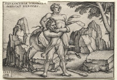 Le fatiche di Ercole: Ercole schiaccia Anteo da Hans Sebald Beham