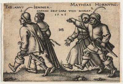Il Matrimonio del Contadino o i Dodici Mesi: 1-Fabianus Jenner 2-Mathias Hornung da Hans Sebald Beham