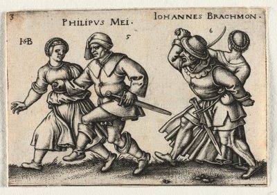 Il matrimonio contadino o i dodici mesi: 5-Philipus Mei 6-Johannes Brachmon da Hans Sebald Beham