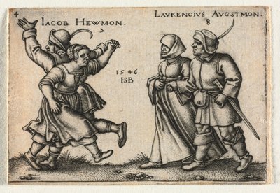 Il matrimonio contadino o i dodici mesi: 7 Jacob Hewmon 8-Laurencius Augstmon da Hans Sebald Beham