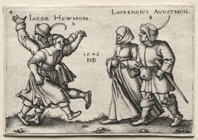 Il matrimonio del villaggio: Jacob Hewmon Lawrencius Augstmon, 1546 da Hans Sebald Beham
