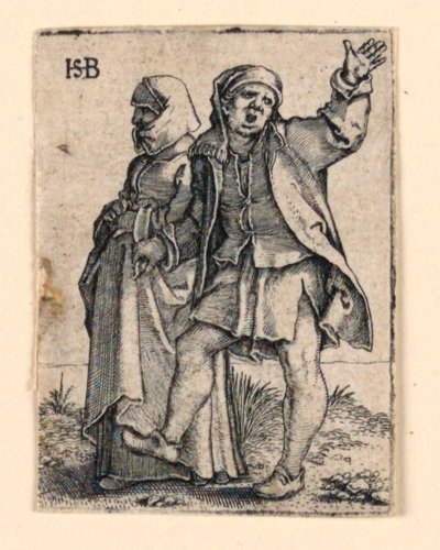 La processione nuziale: Coppia che cammina a sinistra, uomo che si gira indietro, alzando il braccio da Hans Sebald Beham