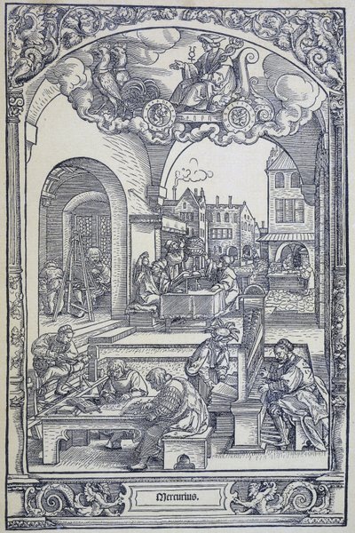Il pianeta Mercurio e artisti, studiosi e tecnici, c.1535 da Hans Sebald Beham